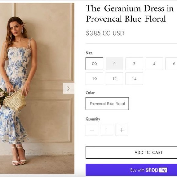 V. Chapman The Geranium Dress in Provencal Blue Floral Size 2 Dress - Picture 3 of 3
